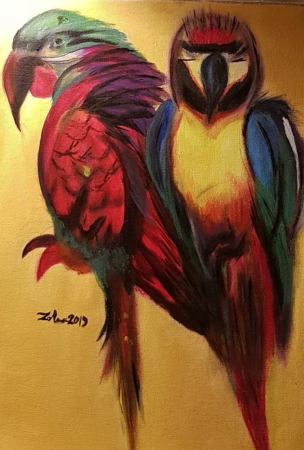 احدى لوحات الفنانة التشكيلية زكية محمد