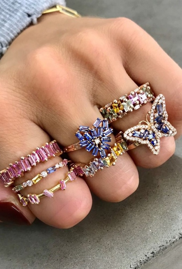  تنسيق خاتم سوليتير كبير حول رصة خواتم ناشئة طراز band