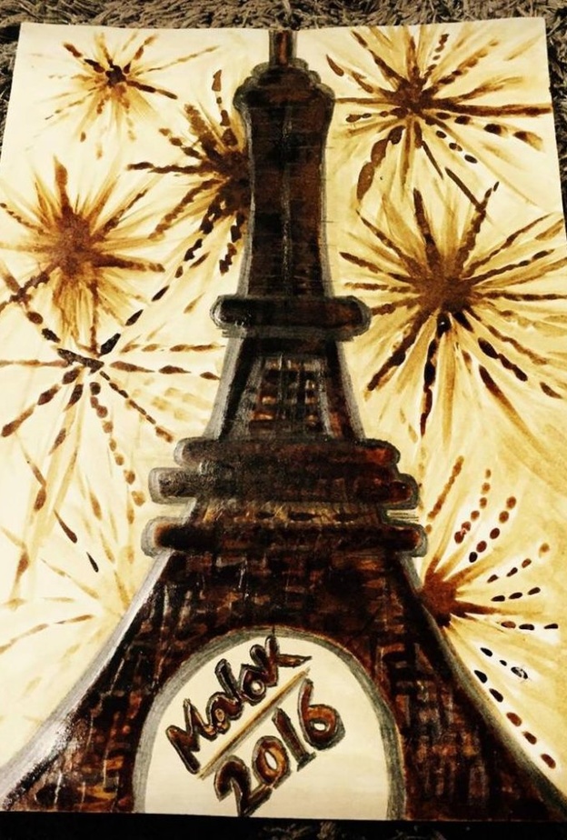 رسمة بالقهوة من الفنانة التشكيلية ملاك صالح