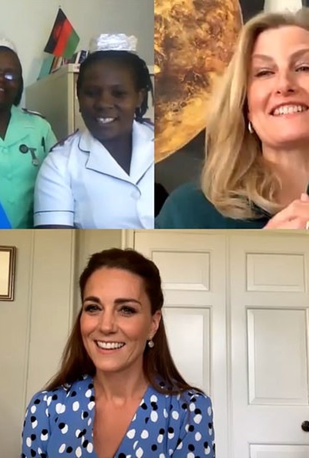  أناقة كيت ميدلتون وكونتيسة وسكس في مكالمة مرئية جديدة