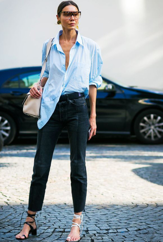 تنسيقات عصرية هذا الموسم في القميص الأزرق