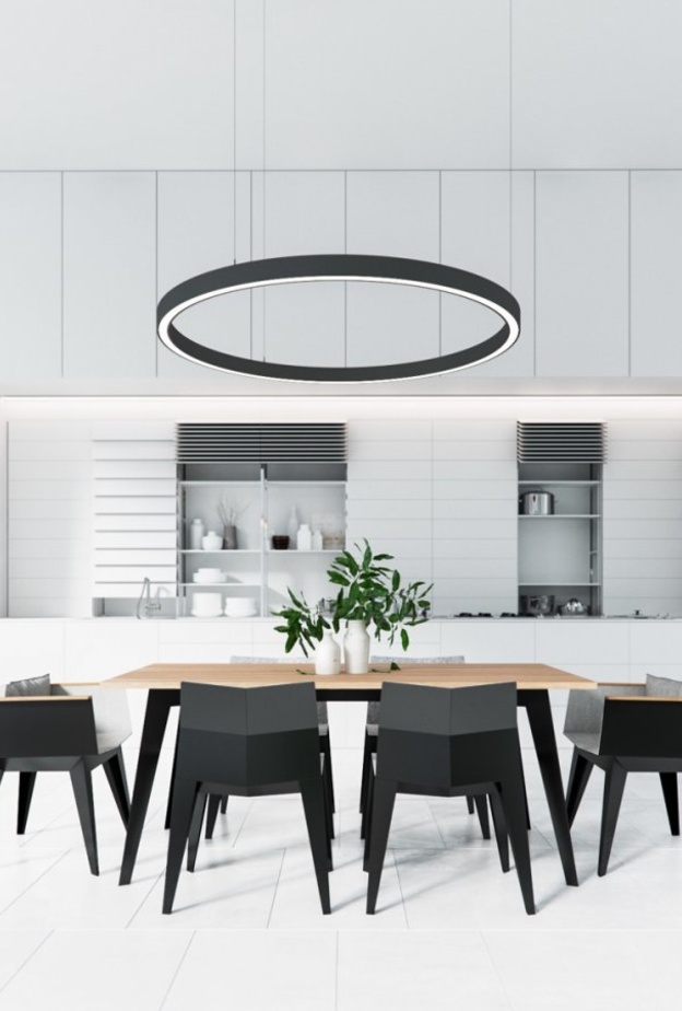  جهاز إنارة مميز باللون الأسود الجذاب يميز ديكورات غرفة الطعام