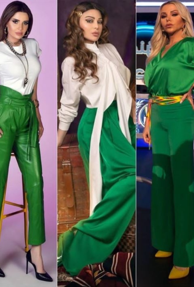 بين هيفا وهبي سيرين عبد النور ورزان مغربي إطلالة من أعجبتكِ بالسروال الأخضر؟