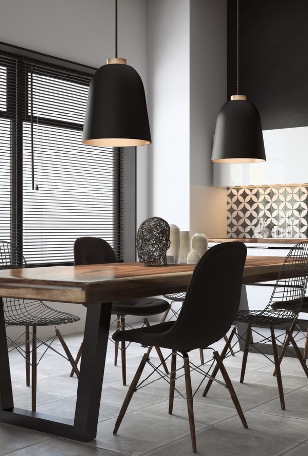  أجهزة الإنارة في غرفة الطعام باللون الأسود مع الذهبي