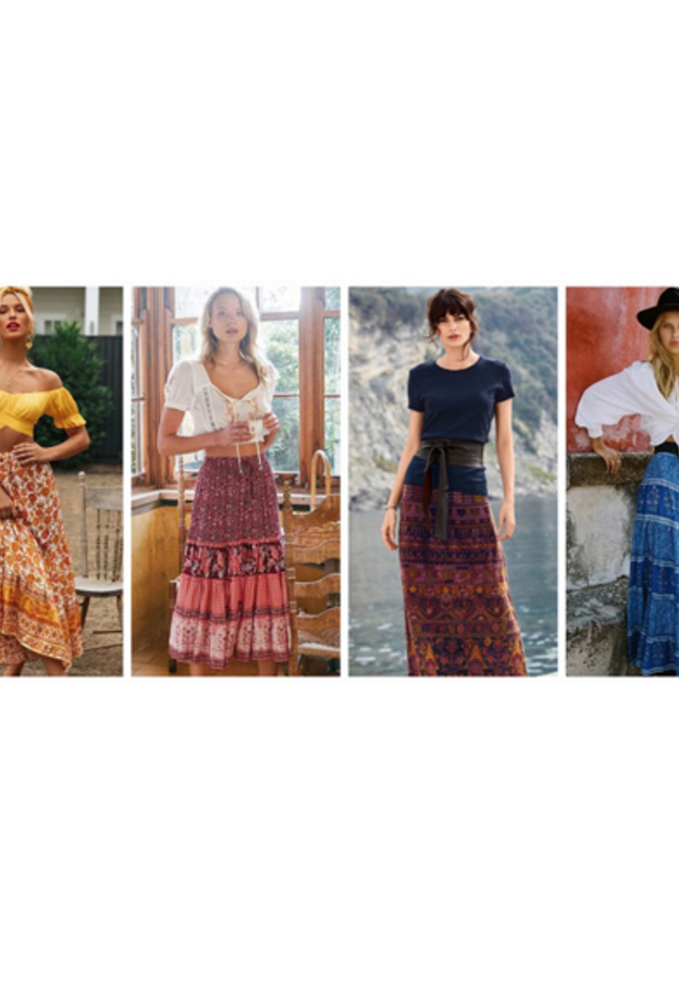  اطلالات شبابية جذابة وملونة بأجمل تصاميم التنانير البوهيمية