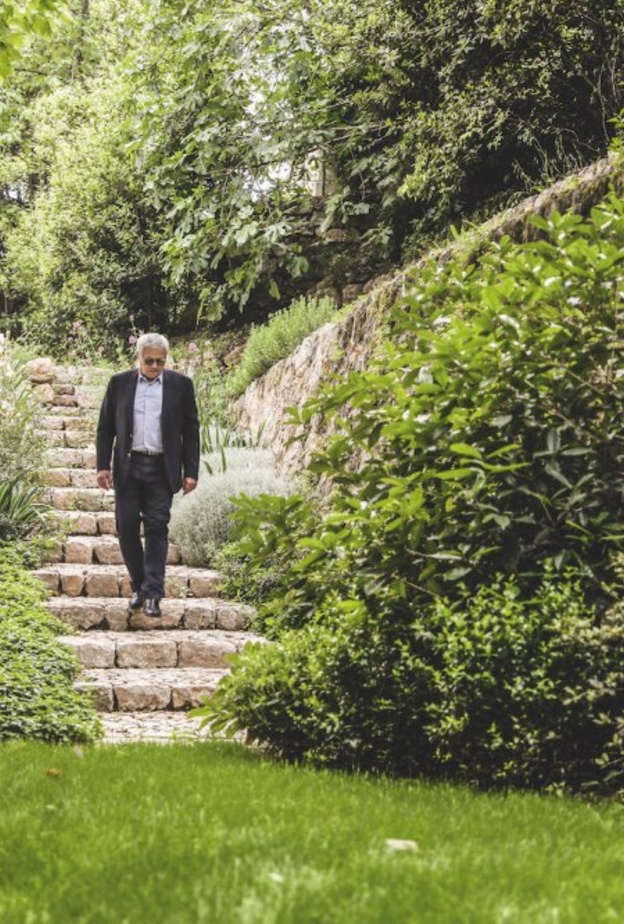 François Demachy in the garden at Les Fontaines Parfumées, his perfume lab in Grasse 2020
