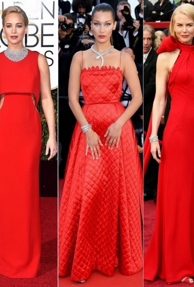  احدث موديلات فساتين باللون الاحمر مستوحاة من اطلالات النجمات