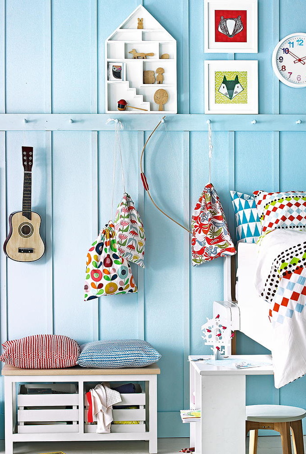  العلب الخشبية في غرف الأطفال للحفظ والتخزين