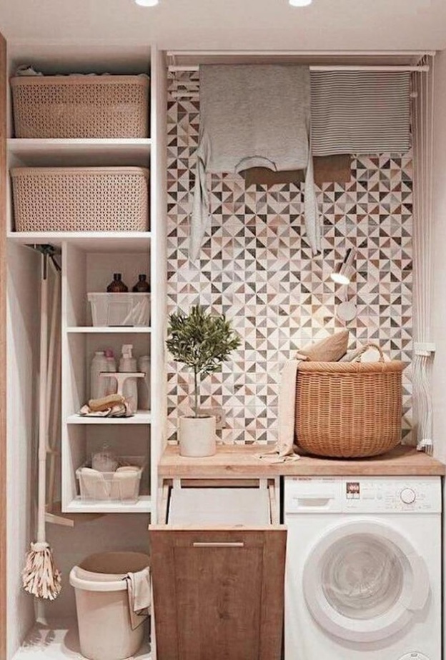 غرفة غسيل صغيرة بأسلوب فينتاج