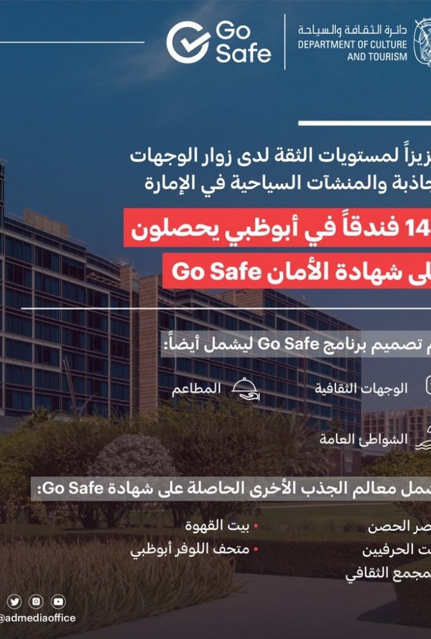 حصول 146 فندقاً في إمارة أبوظبي على شهادة الأمان Go Safe 