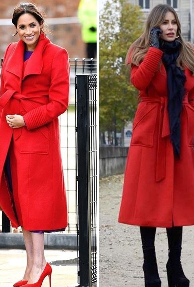 معطف Sentaler الأحمر جمع أيضاً بين اطلالات ميغان ماركل وفيرغارا