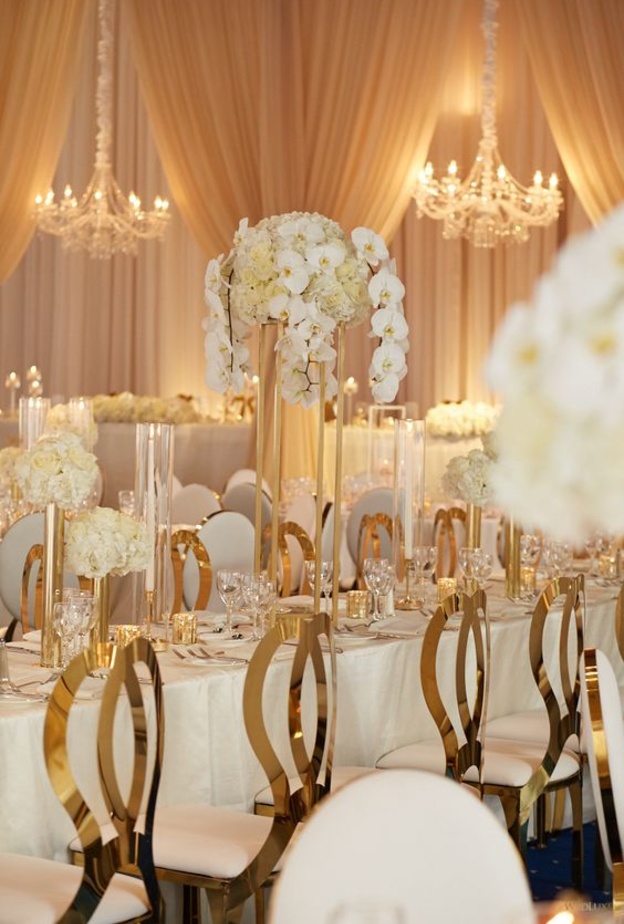 اجمل الافكار لثيم الزواج باللون الذهبي