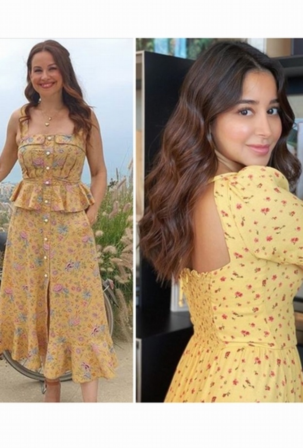  الفستان الأصفر بطبعة الورود يجمع اطلالة اسيل عمران و ريا ابي راشد