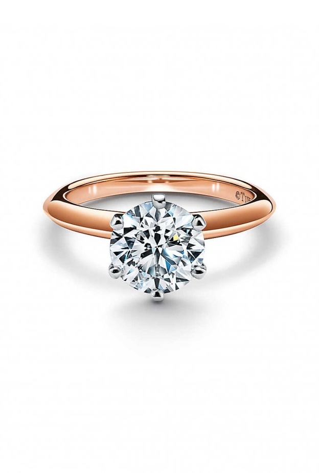 خاتم سوليتير مجوهرات الذهب الوردي من Tiffany & Co