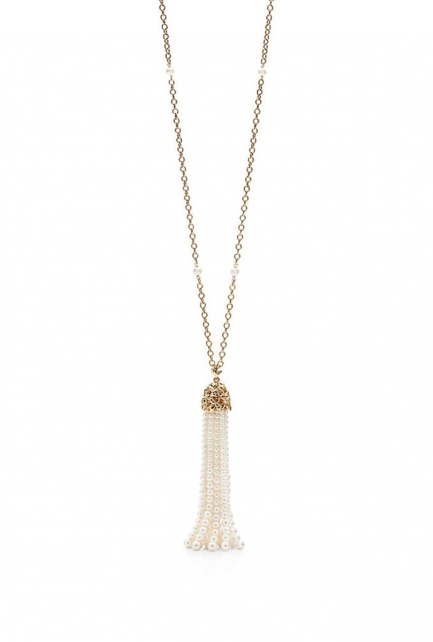  عقد ذهب اصفر مزدان بشراشيب من اللؤلؤ من Tiffany & Co