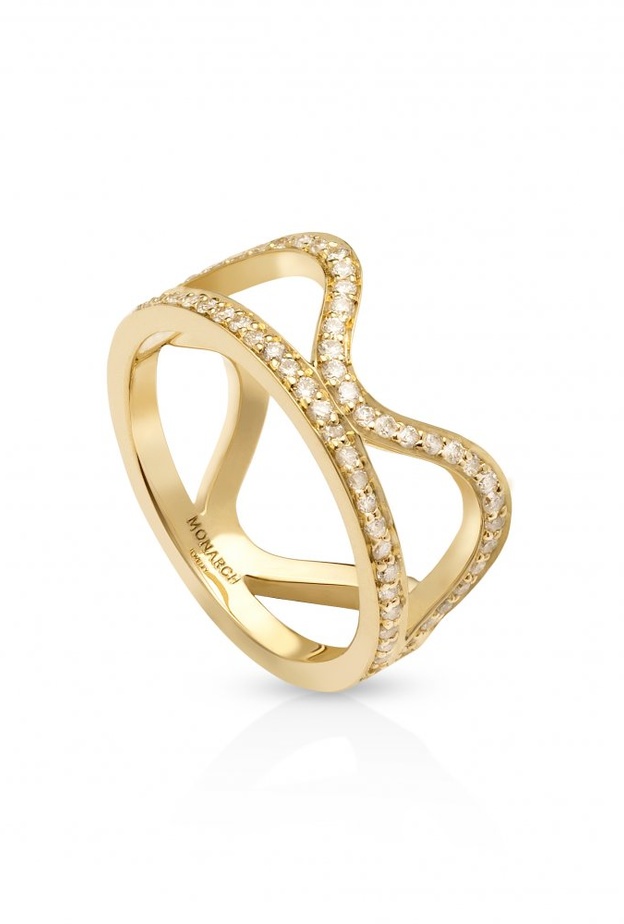  خاتم ذهب اصفر مرصع بالألماس