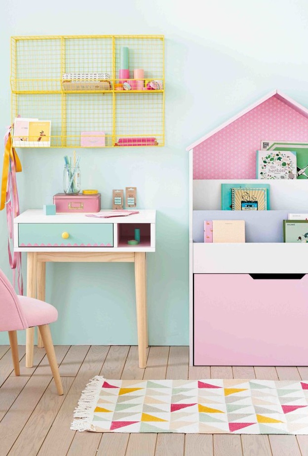  تصميم مكتب دراسة بألوان الباستيل الجذابة لغرف أطفال عصرية