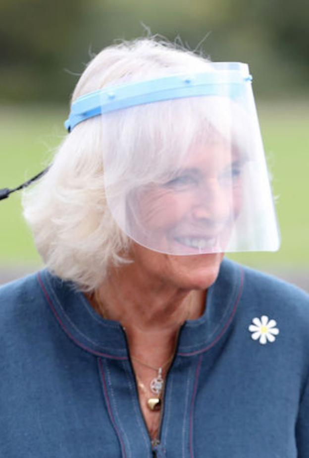 دوقة كورنوال بقناع وجه بلاستيكي