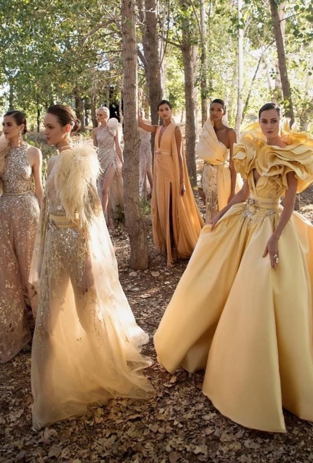  فساتين خطوبة ايلي صعب بتدرجات الاصفر