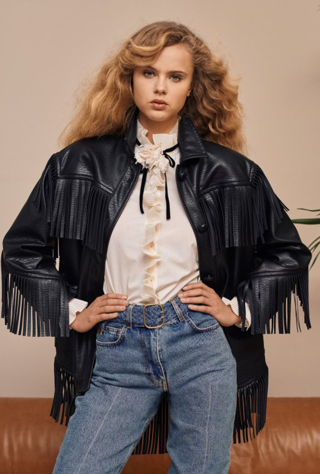  جاكيت جلد مزين بالشراريب من  Philosophy di Lorenzo Serafini