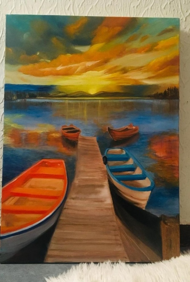 احدى لوحات الرسامة عائشة القادري