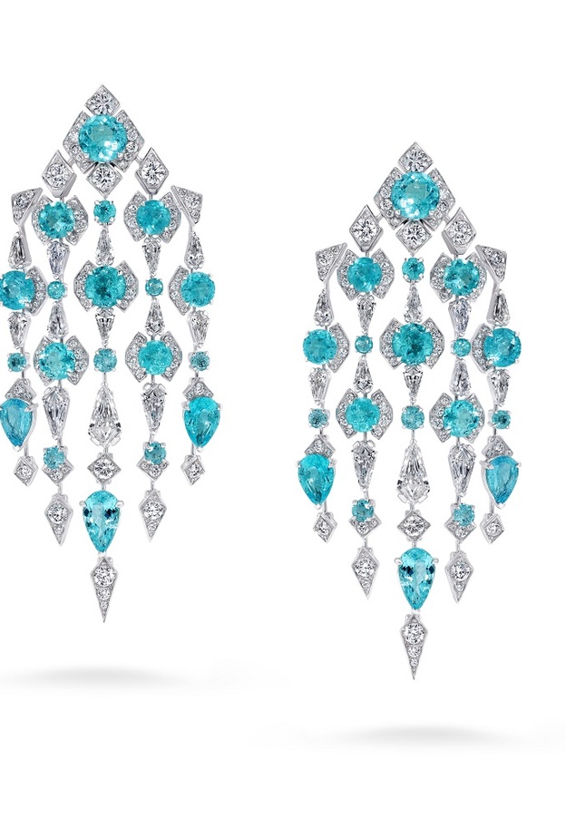 أقراط بحجر  تورمالين بارايبا من ديفيد موريس David Morris 