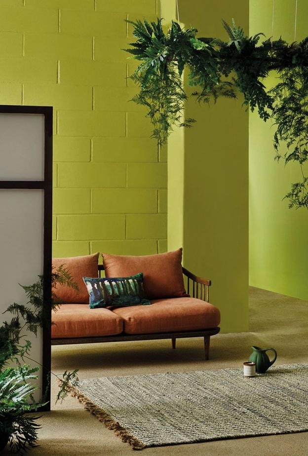 الأخضر الفاتح لغرفة معيشة مشرقة