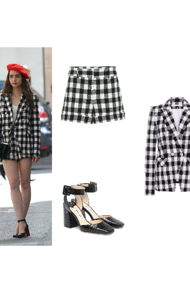 لوك شبابي بنقشة الكارو من مسلسل ايملي في باريس