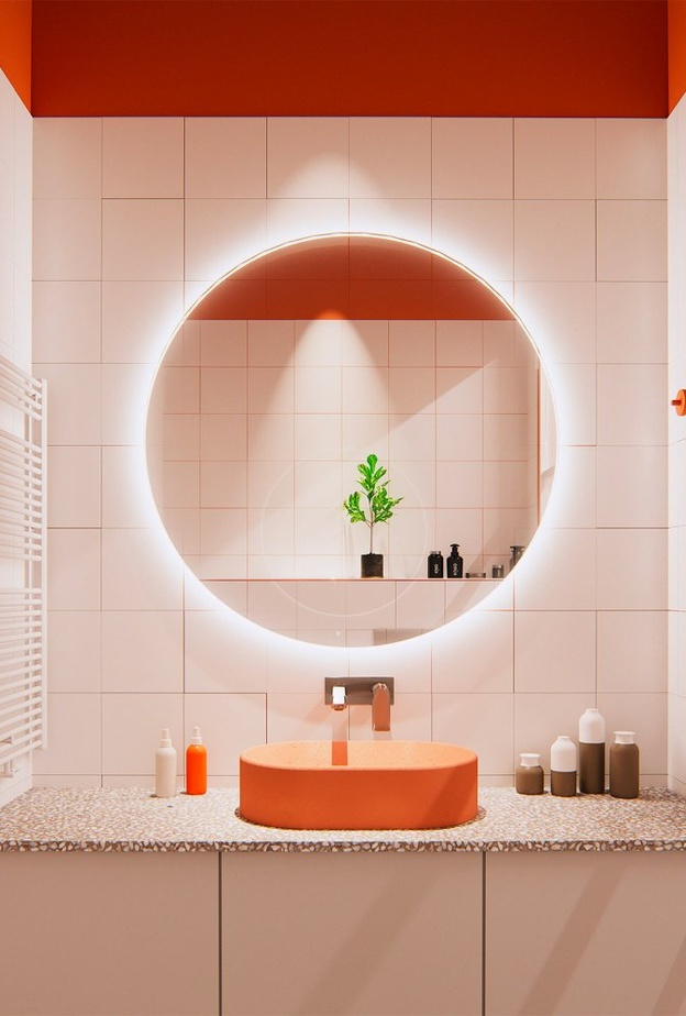 البرتقالي في ديكور الحمام العصري
