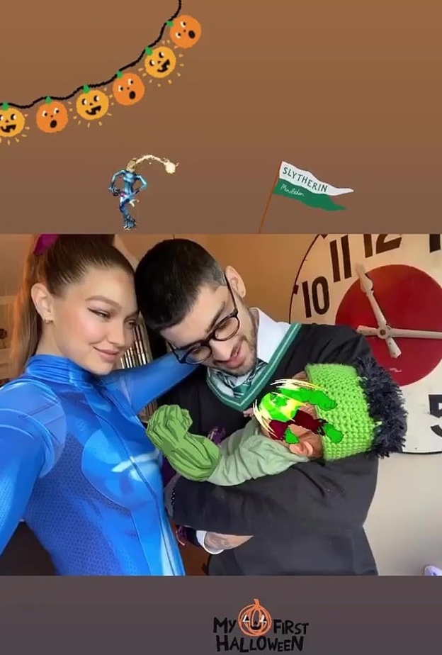 جيجي حديد و زين مالك وطفلهما