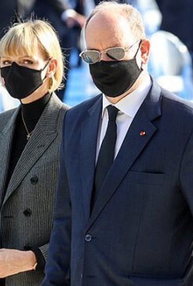  الأمير ألبرت والأميرة تشارلين في مراسم تأبين في نيس