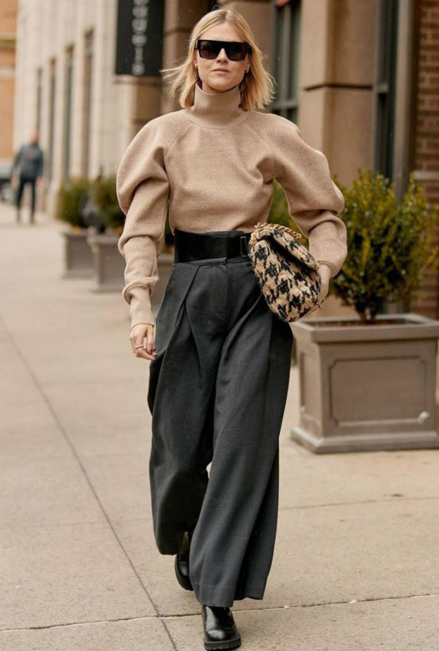  تنسيقات مميزة ومبتكرة في بلايز الياقة العالية موضة هذا الشتاء