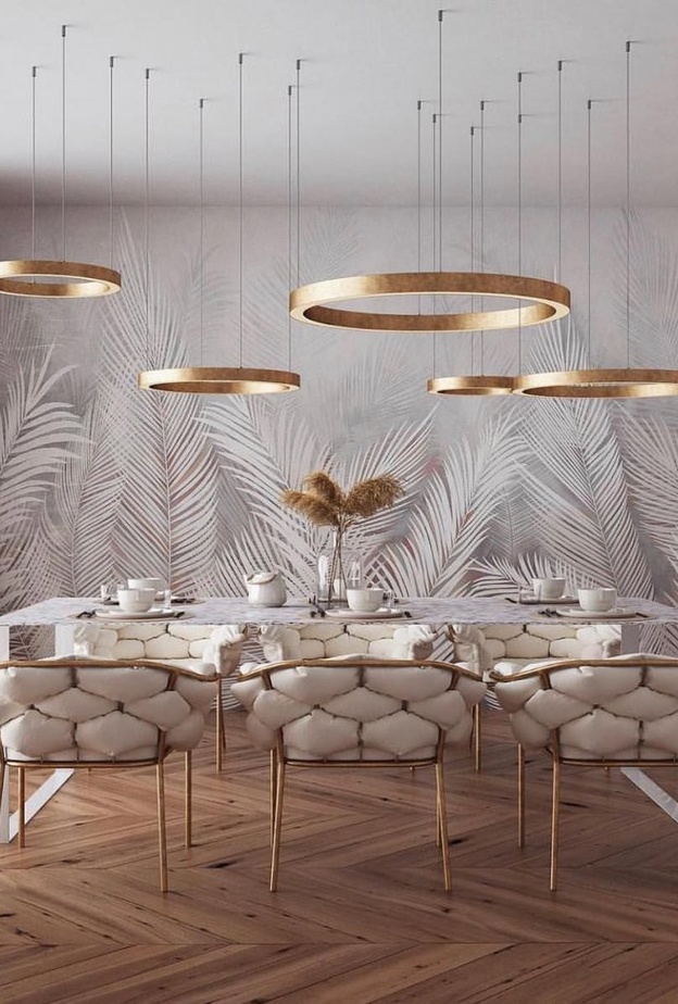 الذهبي البراق مع الرخام لمظهر غرفة طعام رائعة