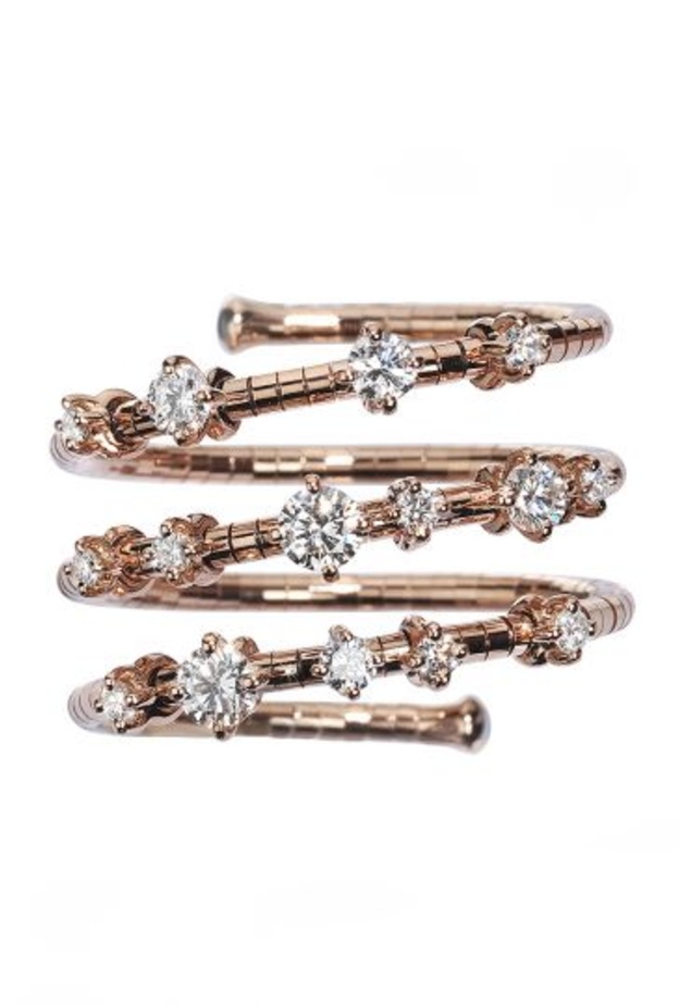 خاتم من الألماس و 3 صفوف من الذهب الوردي من mattia cielo