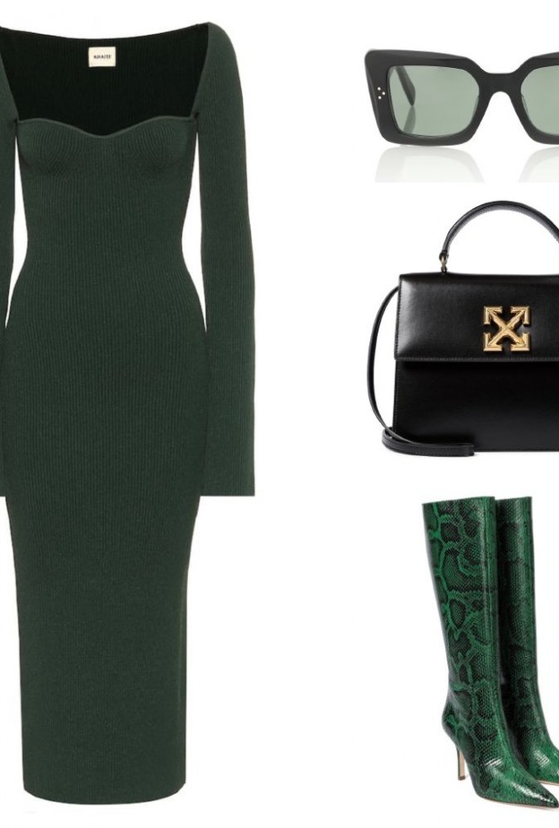 اطلالة أنيقة وعصرية بالفستان الأخضر من الصوف