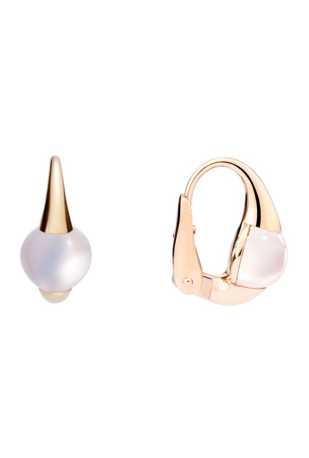 أقراط من الذهب الأبيض وحجر القمر من pomellato