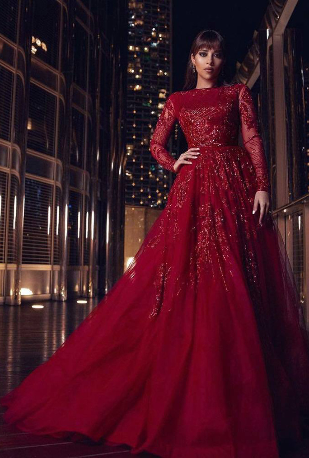 اطلالات بلقيس فتحي بالفستان الأحمر من توقيع Georges Hobeika