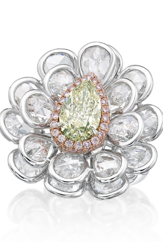 Green diamond cocktail ring by Kahn