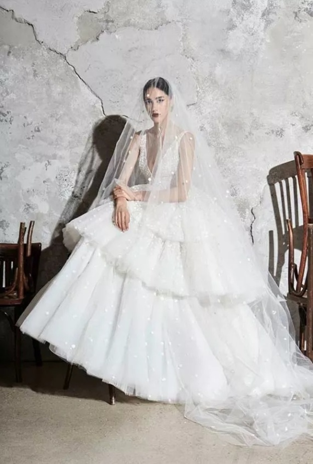  صيحات فساتين زفاف طبقات من زهير مراد