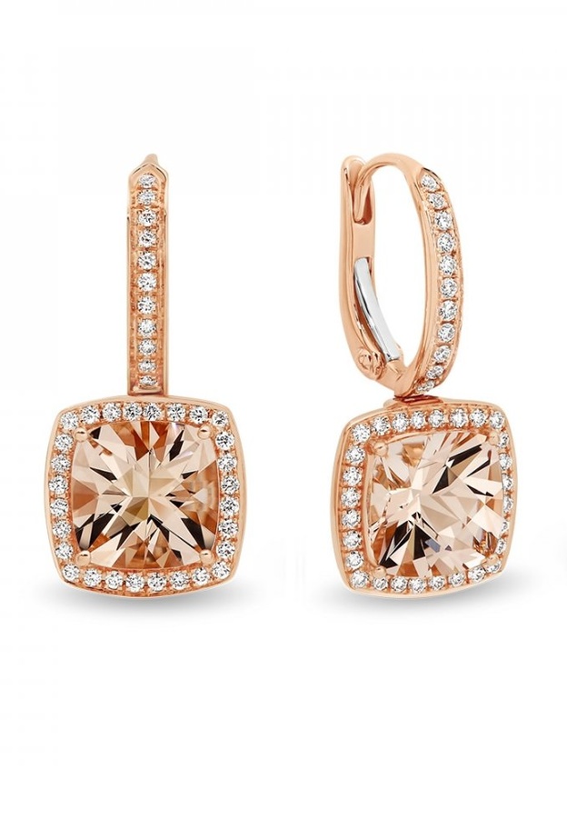  الأقراط المتدلية بالمورجانيت والماس morganite and diamond drop earrings من ماركة غريغوري Gregory