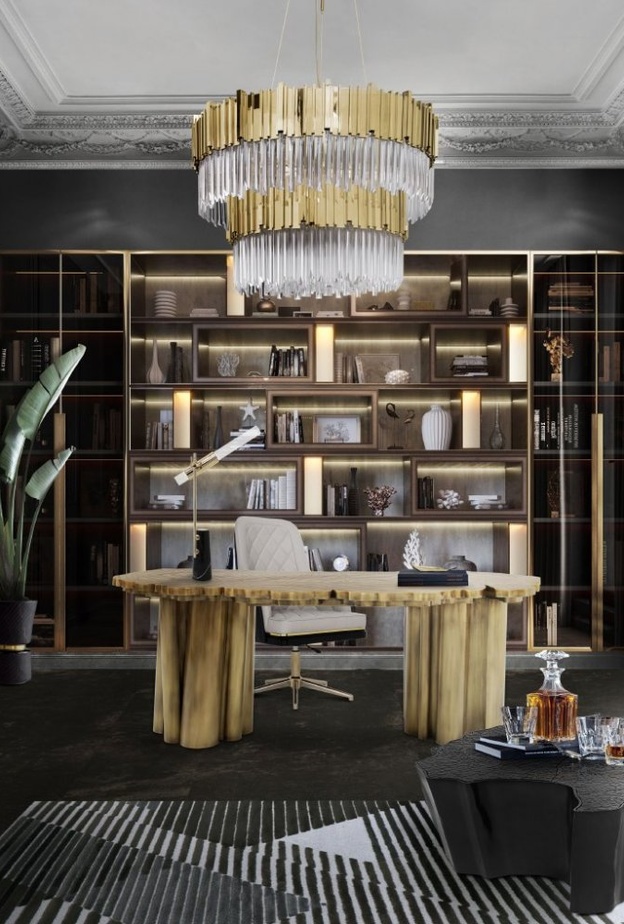  بريق الذهبي في ديكور مكتب منزلي 2021