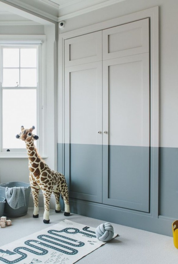  غرفة أطفال بالرمادي والأصفر