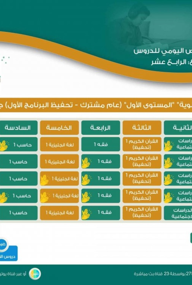 تردد قناة عين التعليمية مباشر لمشاهدة دروس الاسبوع الاول من الفصل الدراسي الثاني 1442