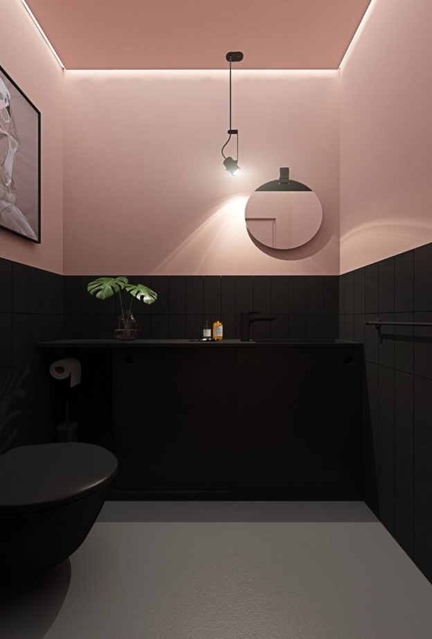  ديكور حمام مو،درن بالزهري والأسود