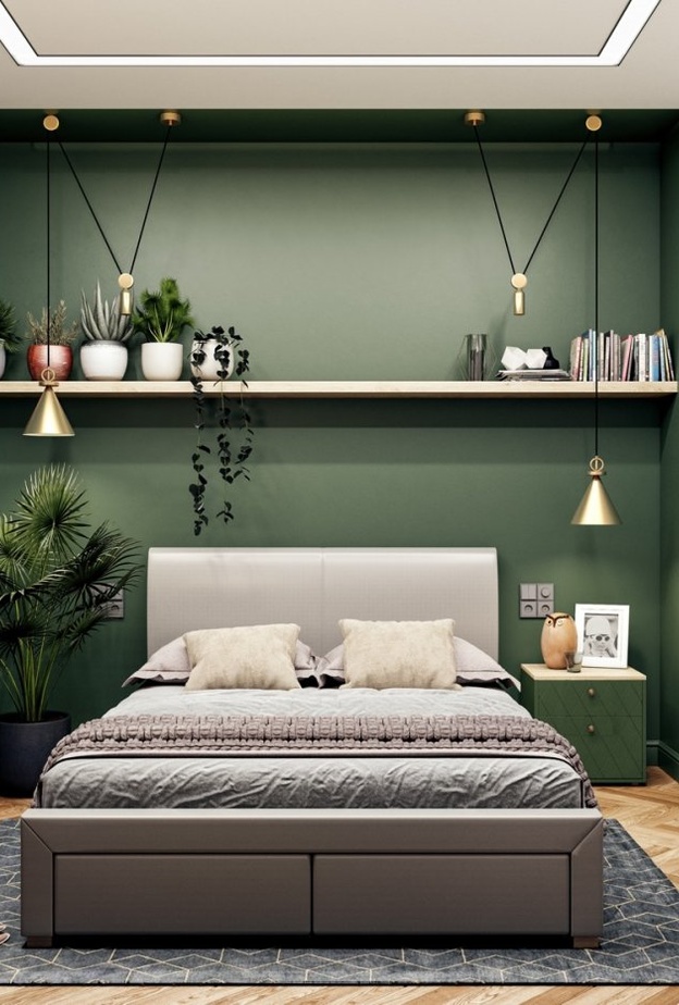 جمال الأخضر في ديكورات غرف النوم