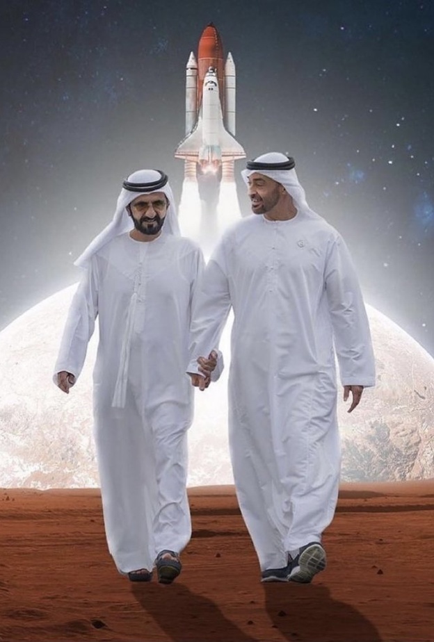 من أروع الصور التي تجمع الشيخ محمد بن زايد مع الشيخ محمد بن راشد بمناسبة وصول مسبار الأمل إلى المريخ