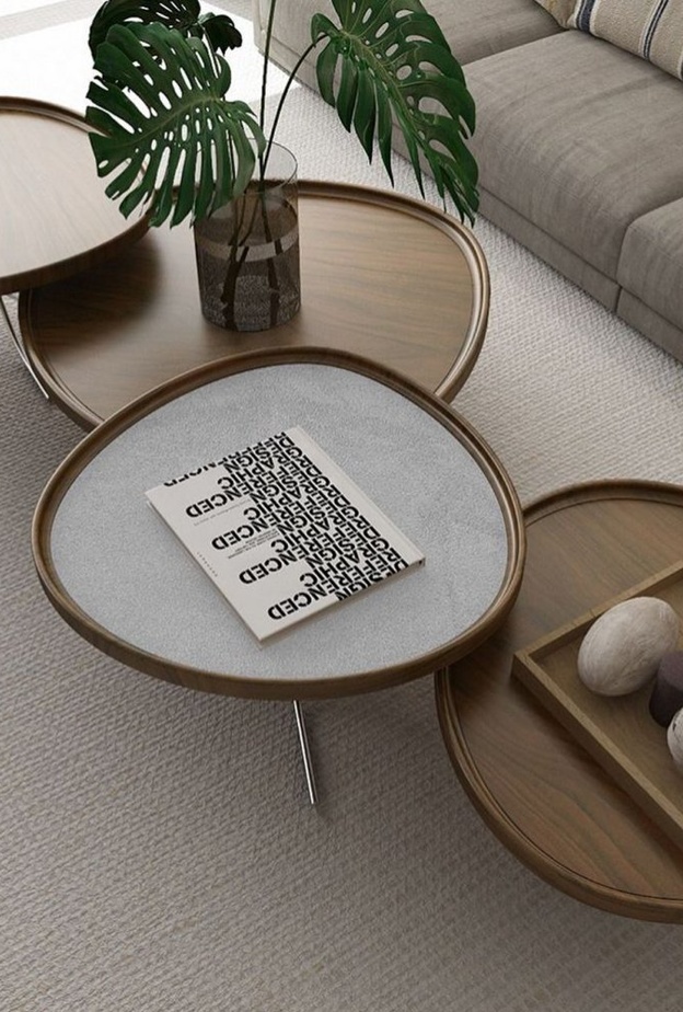  أناقة الخشب وجمال التصميم المودرن لطاولة غرف معيشة عصرية