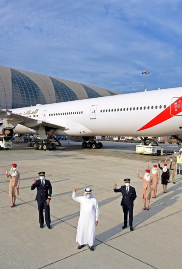  الرحلة الأولى مع فريق من متلقي اللقاح بالكامل لطيران الامارات