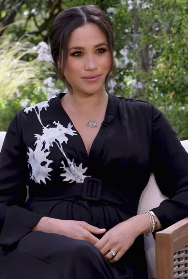 بالصور اطلالة ميغان ماركل الانيقة باللون الأسود خلال مقابلتها مع أوبرا وينفري