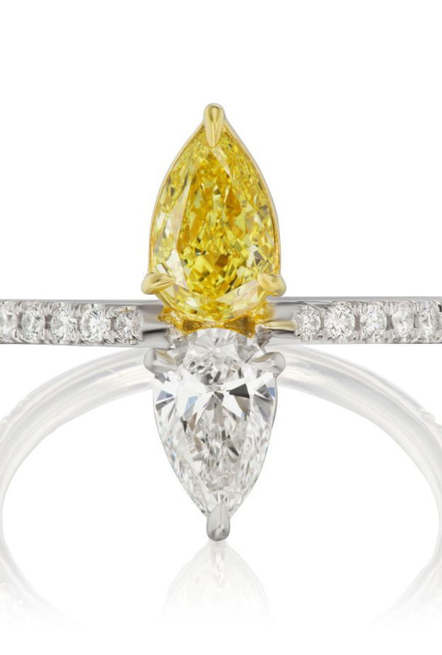  خاتم راقي بالماس الأبيض والأصفر